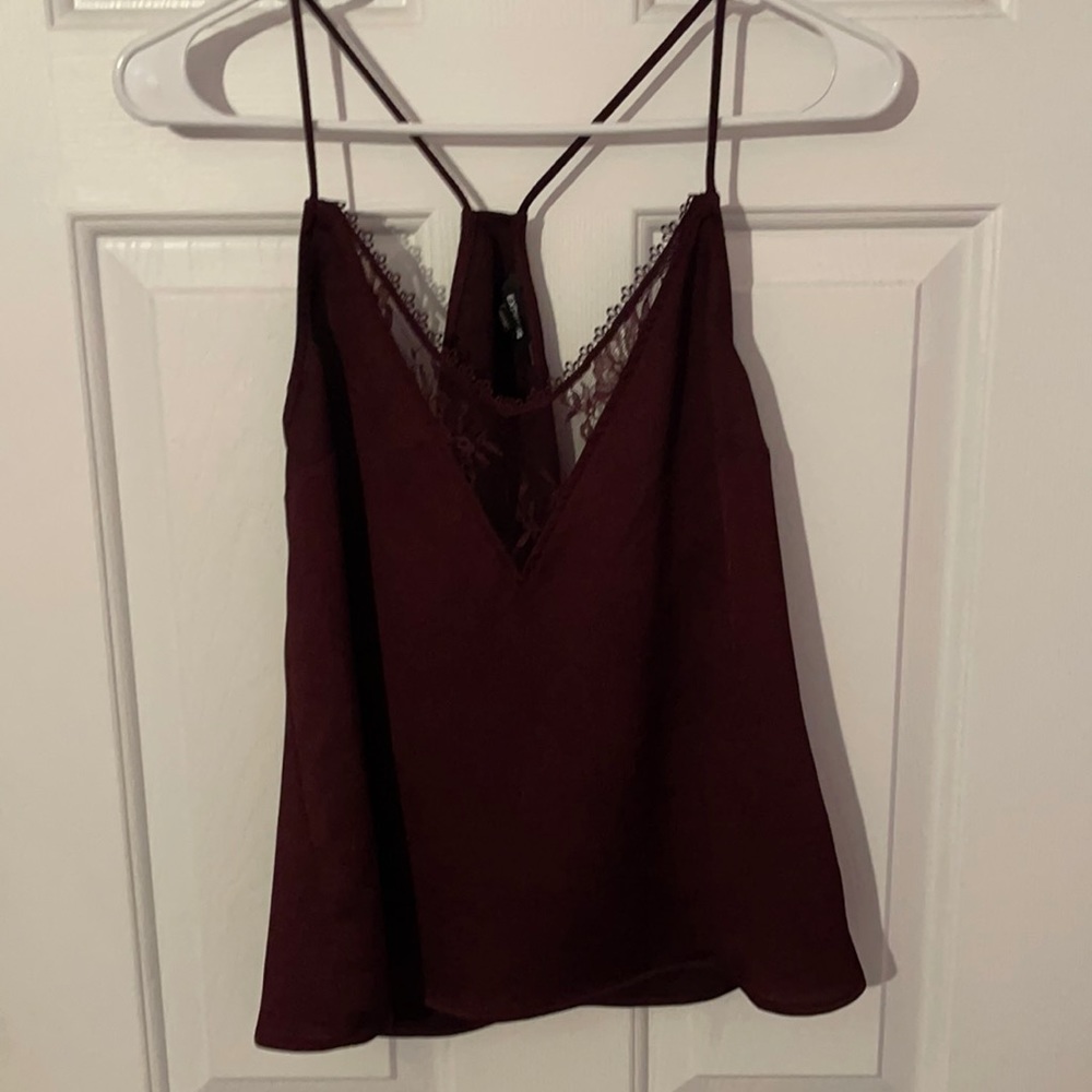 Burgundy Express Cami with Lace Detail